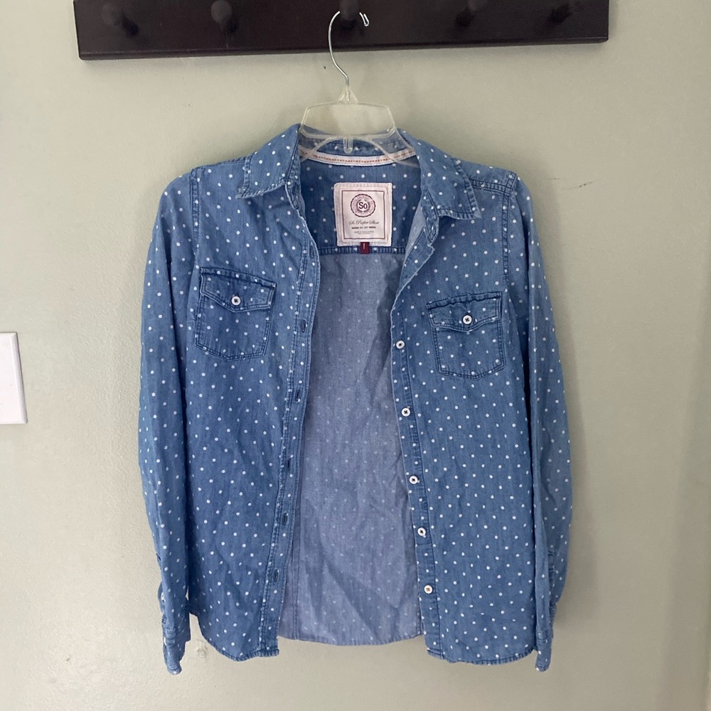 polka dot button down